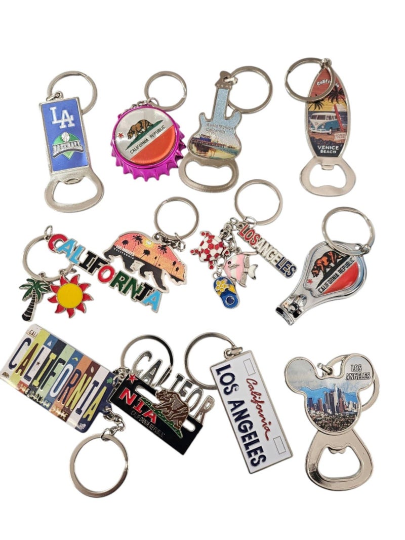 CLGIFT Set of 12 LA Souvenirs: I Heart LA Keychain, Magnet, Bulk Keychain (LA4) - Image 1